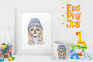 Adorable Cute Dog with Knitted Hat Illustrations for Crafters & Etsy Sellers