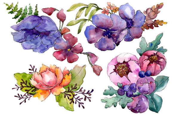 Aquarelle Bouquet Set: Soft Illustrations for Local Brand Elegance