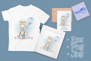 Baby Giraffe Holding Balloon with Balls – A Versatile Illustration for Digital Sellers