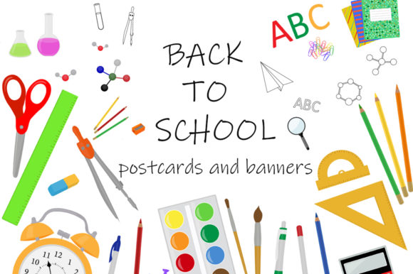 Back to School Postcards and Banners Illustrations Review for Digital Sellers