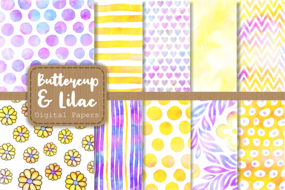 Buttercup and Lilac Watercolor Patterns for Blog and Editorial Design