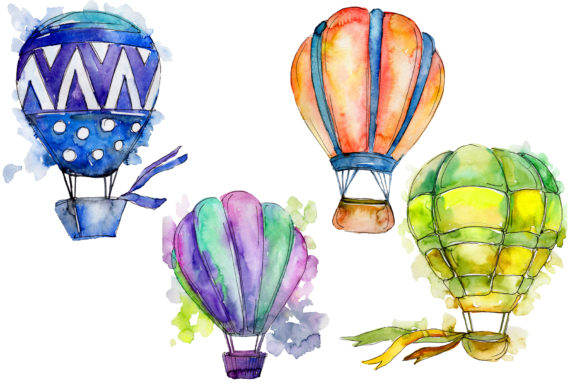 Colorful Hot Air Balloon Illustrations for Design Projects