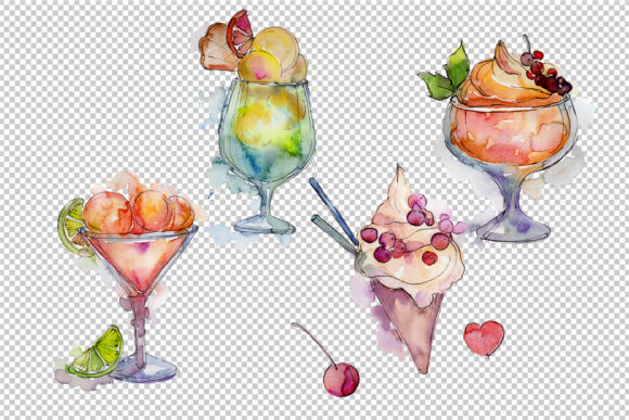 Delicious Ice Cream in a Glass Cup Set – Sweet Illustrations for Crafters & Etsy Sellers