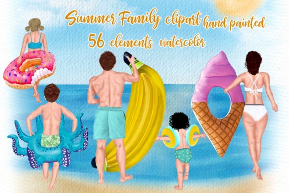 Family Clipart, Summer Clipart Illustrations for Branding & Marketing