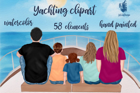 Family Clipart Vacation Clipart Yacht Review for Real Embroidery Projects