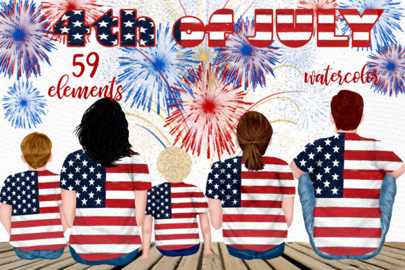 Festive & Family-Centered 4th of July Clipart for Local Branding