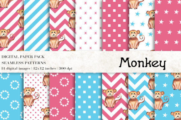h1Watercolor Monkey Digital Papers  Pattern Designs for Creative Sellers/h1