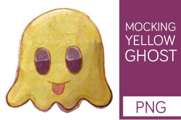 Mocking Yellow Ghost - Halloween Clipart