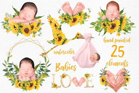 Newborn Clipart Cute Babies Infant Illustrations for Design Projects