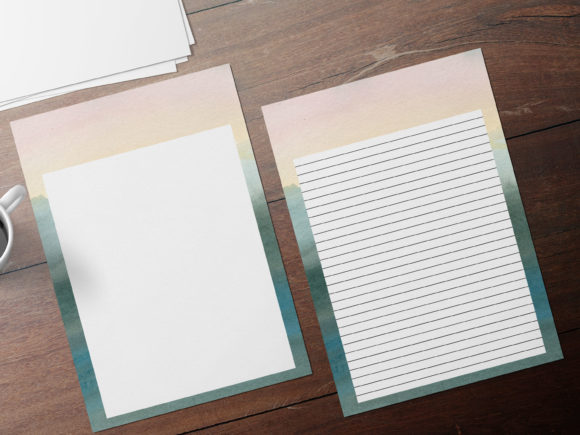 Pink Blue Watercolor Stationary Print Templates for Real Crafting