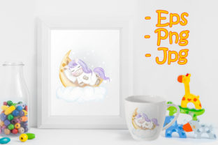 Unicorns Sleeping on the Moon: A Dreamy Illustration for Whimsical Branding and Playful Packaging