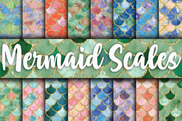 Watercolor Mermaid Scales Digital Paper for Blog & Editorial Design