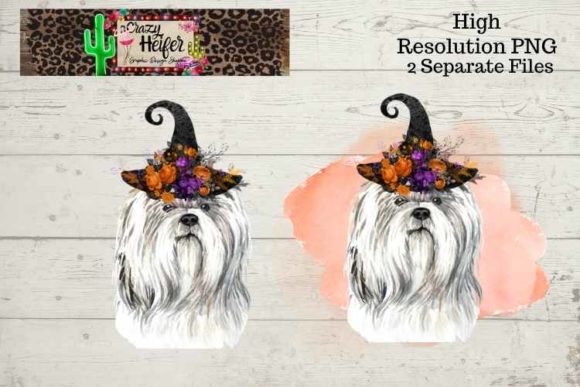 White Sheep Dog Halloween Witch Illustrations for Sellable Digital Products